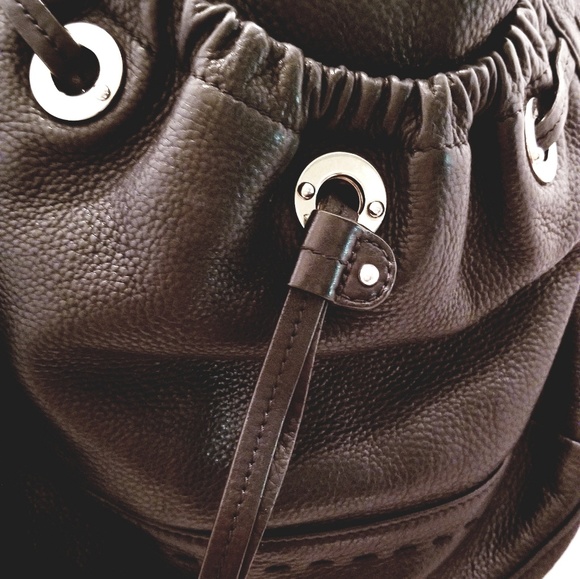 BLACK PEBBLED LEATHER B. MAKOVSKY LEATHER HOBO BAG - Picture 4 of 4